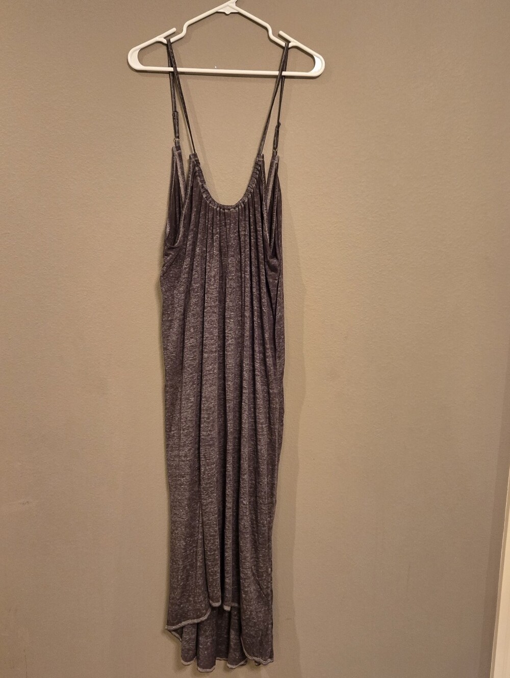 Leith Heathered Charcoal Sleeveless Maxi Dress with Double-Strap Back NWT 1X
